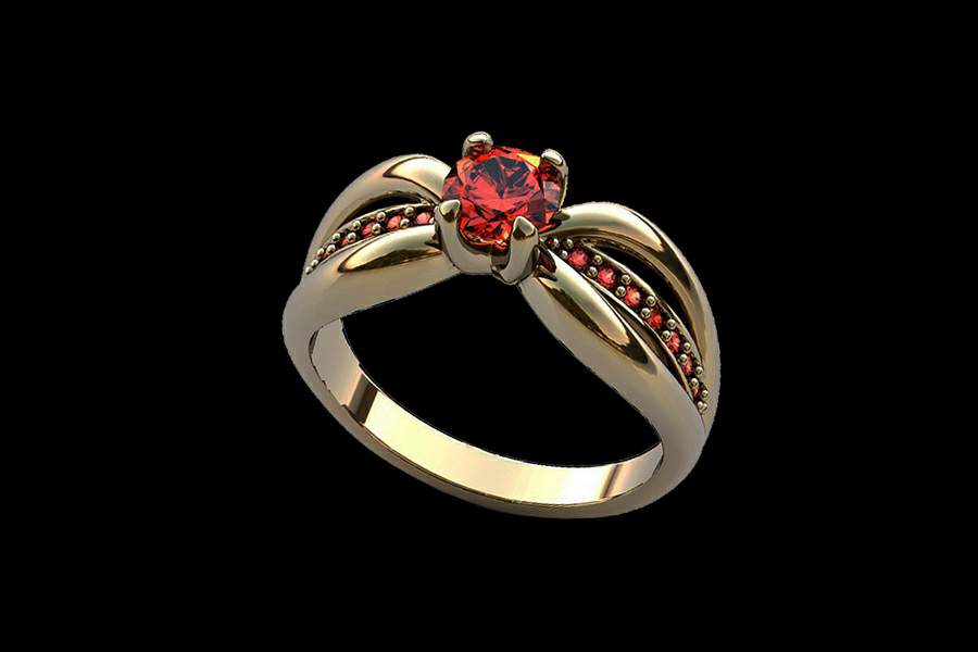 кольцо с красным бриллиантом